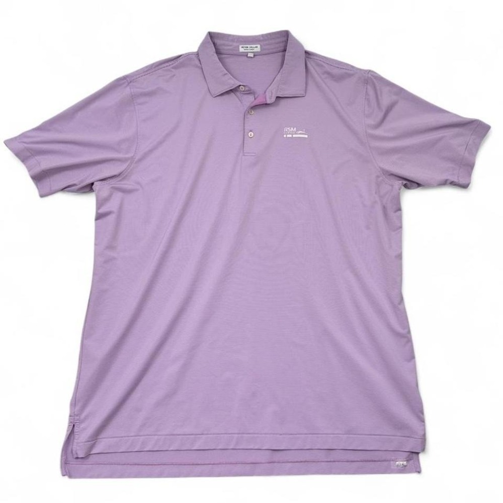 Peter Millar Summer Comfort‎ Polo Shirt XXL PurpleWhite Stripe RSM Golf 0179